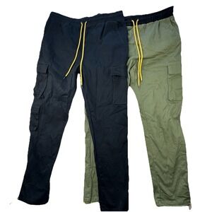 Lot Of 2 Y&R Young & Reckless Black Green Cargo Jogger Pants Mens XL Utility